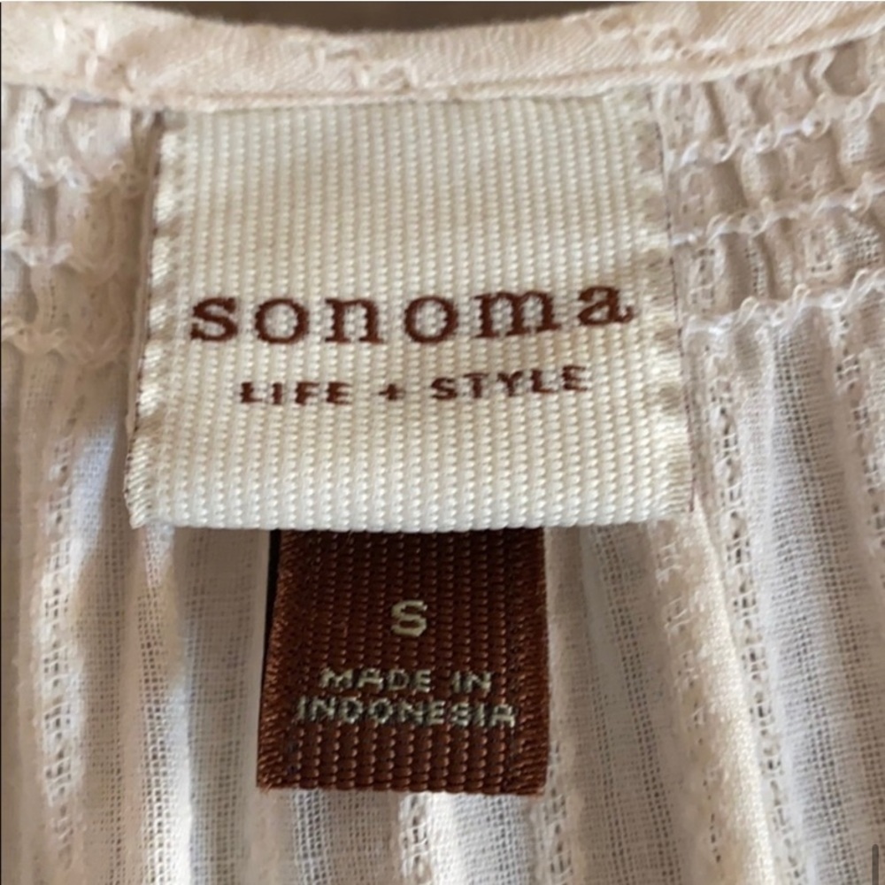 Sonoma Cream Embroidery Cream Blouse Sleeveless Size S - Picture 6 of 8